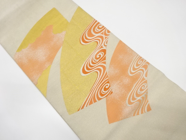 アンティーク　綴れ地紙に流水・霞模様織出し袋帯（材料）